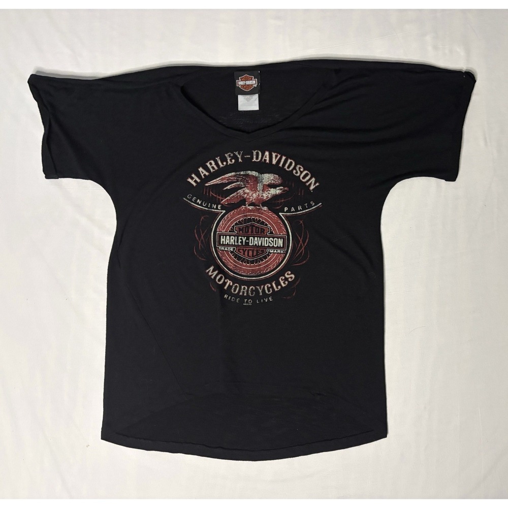 Harley Davidson Mesa AZ V Neck T Shirt Women's Size Large Black Motorcycles 2015
